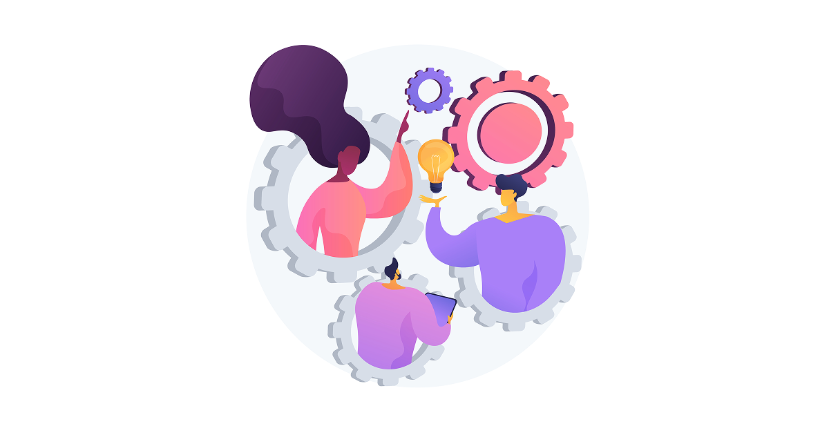 Illustration of a team brainstorming and aligning on ideas