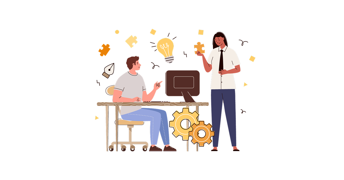 A creative design-development team is working on a project together
