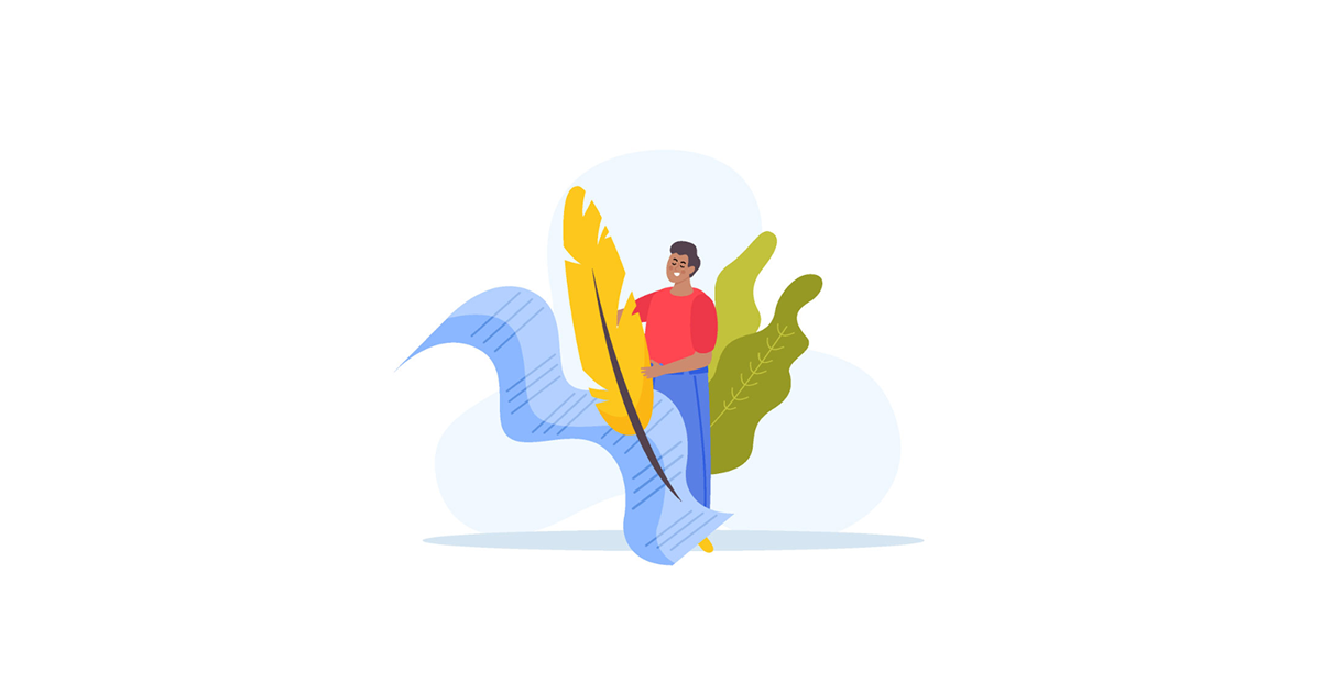 Illustration of a man designing some content
