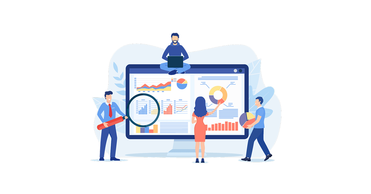 Business people working on data analytics for the web