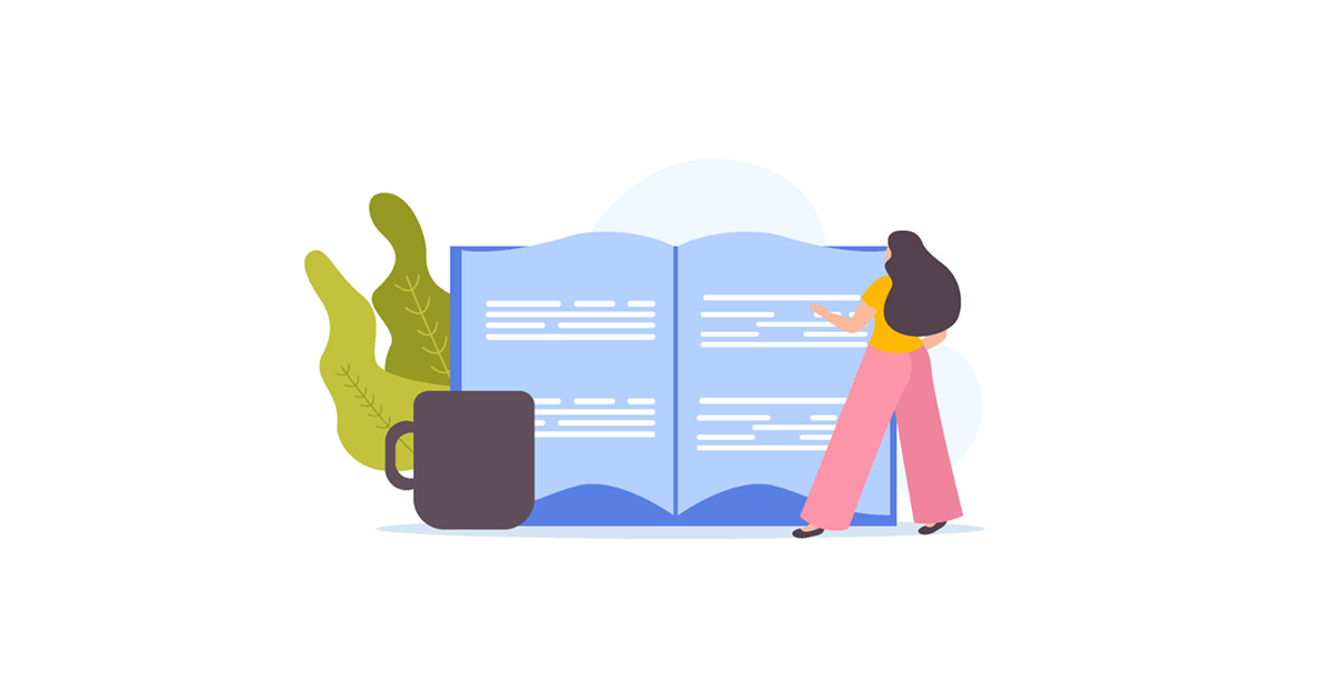 Illustration of a woman reading a book
