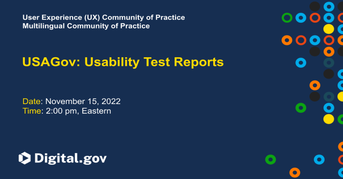 Gov Computerized Testing USAGov: Usability Test Reports | Digital.gov