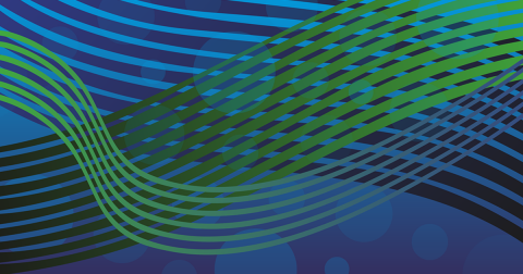 Abstract background with flowing lines in blues and greens.