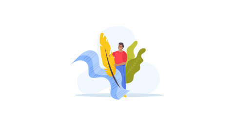 Illustration of a man designing some content